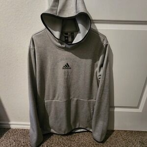 Adidas Mens Gray Hoodie Sweatshirt Athletic Pullover Hooded Top Size L